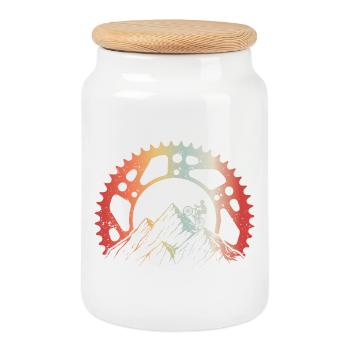 Mountain Biking MTB Downhill Bike Tour Cycling - Cookie Jar with Wooden Lid - white - Front
