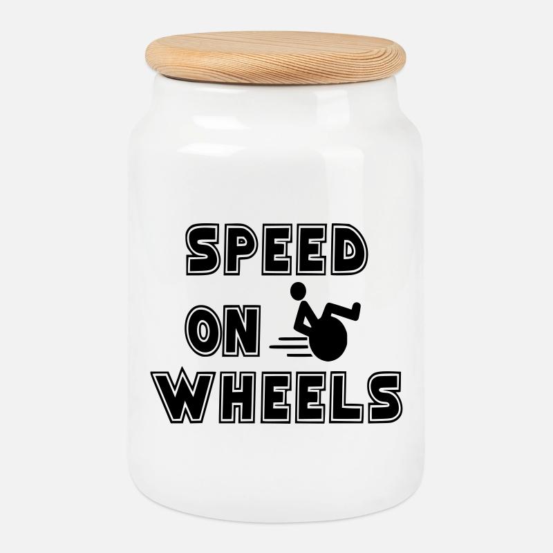 Speed on wheels for real fast wheelchair users # - Cookie Jar with Wooden Lid - white