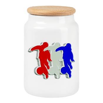 Enfants de football 3D - Boîte à biscuits avec couvercle en bois - blanc - Devant