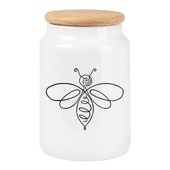 Biene Bienchen One Line - Keksdose mit Holzdeckel - Weiß - Vorne