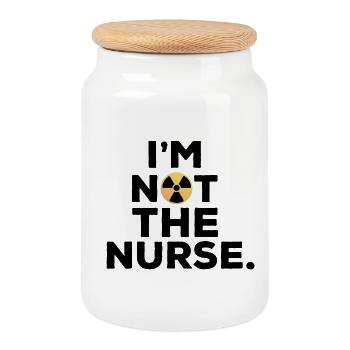 Ich bin nicht die Krankenschwester Humor Manip Radio Radiologie - Keksdose mit Holzdeckel - Weiß - Vorne