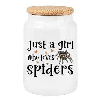 Spider Tarantula - Cookie Jar with Wooden Lid - white - Front