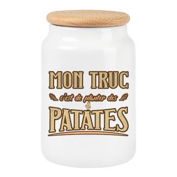 Mon truc c'est de planter des patates humour - Boîte à biscuits avec couvercle en bois - blanc - Devant