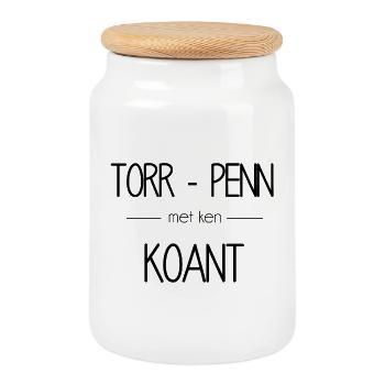 Torr-penn met ken koant - Boîte à biscuits avec couvercle en bois - blanc - Devant