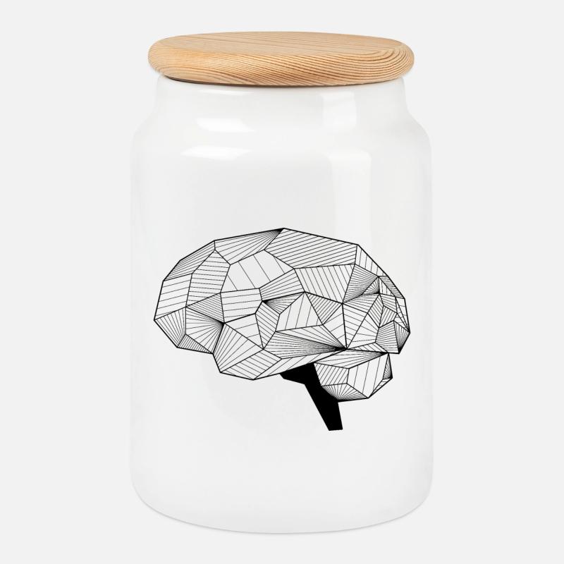Brain - Cookie Jar with Wooden Lid - white