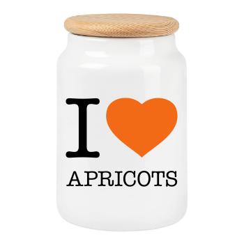 I LOVE APRICOTS Apricot - Cookie Jar with Wooden Lid - white - Front