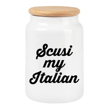 Italy Italian language Italian - Cookie Jar with Wooden Lid - white - Front