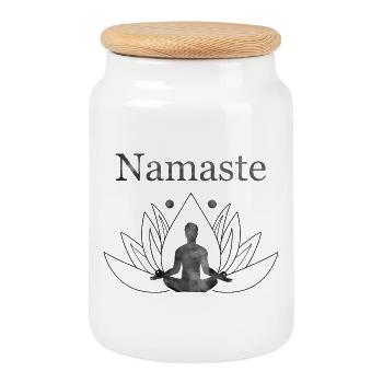 Yoga - Cookie Jar with Wooden Lid - white - Front