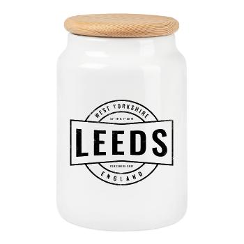  Leeds West Yorkshire England Emblem - Keksdose mit Holzdeckel - Weiß - Vorne