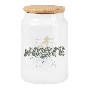 Wakeskate Wakeskating Wakeskater Wakeboard - Keksdose mit Holzdeckel - Weiß - Vorne