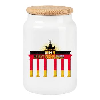 Deutschland Brandenburger Tor Schwarz Rot Gold - Keksdose mit Holzdeckel - Weiß - Vorne