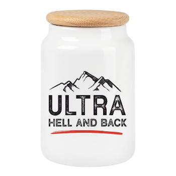 Ultra Running - Hell and Back - Cookie Jar with Wooden Lid - white - Front