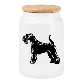 Kerry Blue Terrier - Keksdose mit Holzdeckel - Weiß - Vorne
