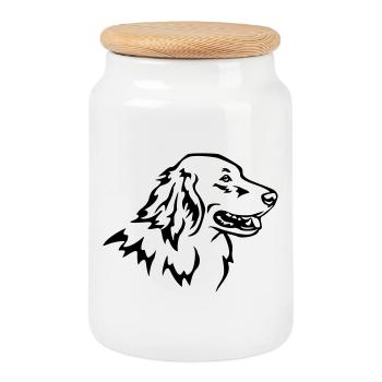 Tête de Hovawart - Boîte à biscuits avec couvercle en bois - blanc - Devant