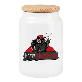 Heavy Chicken - Keksdose mit Holzdeckel - Weiß - Vorne