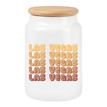 LasVegas Gradient Grid - Cookie Jar with Wooden Lid - white - Front