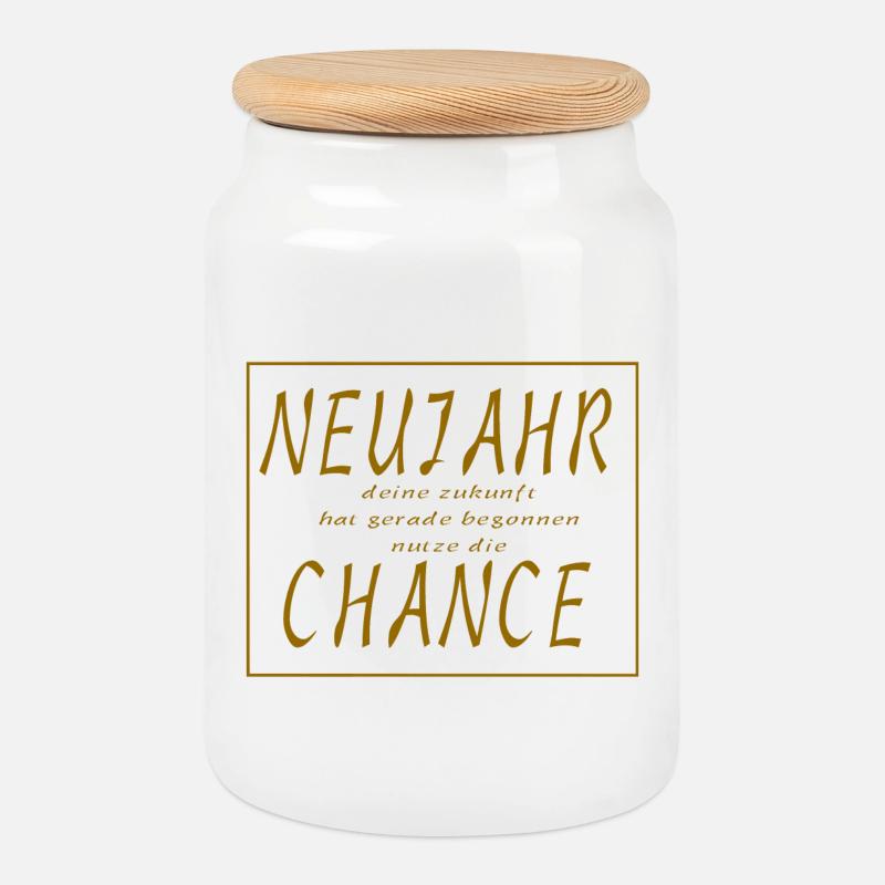Neues Jahr Neue Chance - Slogan Spruch - Keksdose mit Holzdeckel - Weiß