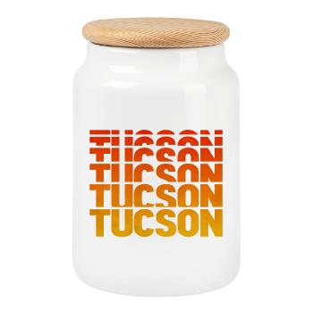 Tucson Gradient Block Typo - Keksdose mit Holzdeckel - Weiß - Vorne
