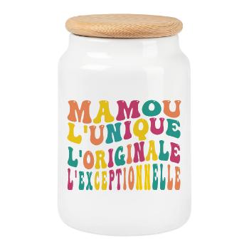 mamou l'unique l'originale l'exceptionnelle - Boîte à biscuits avec couvercle en bois - blanc - Devant