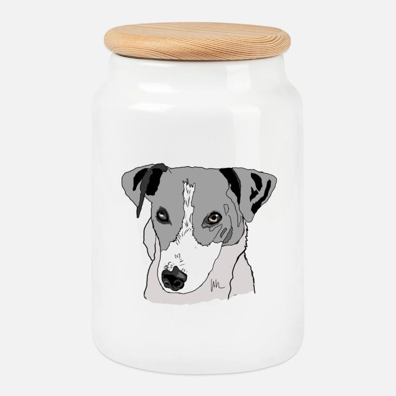 Jack Russel Terrier - Keksdose mit Holzdeckel - Weiß
