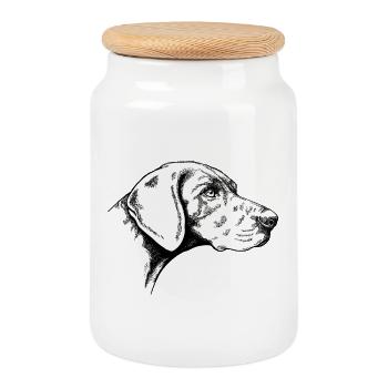 Dt Shorthair Portrait - Boîte à biscuits avec couvercle en bois - blanc - Devant