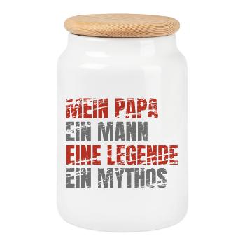 Papa Legende Mythos Grunge - Keksdose mit Holzdeckel - Weiß - Vorne
