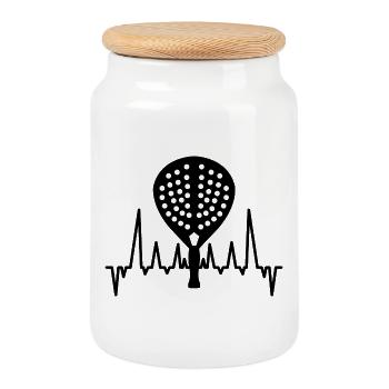 Padel Tennis Sport Raquette Joueur Loisir - Boîte à biscuits avec couvercle en bois - blanc - Devant