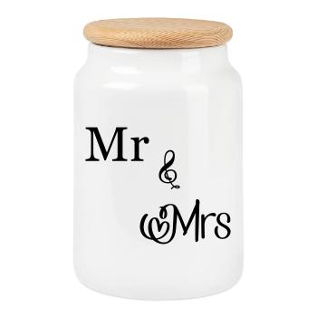Mr and Mrs - Keksdose mit Holzdeckel - Weiß - Vorne