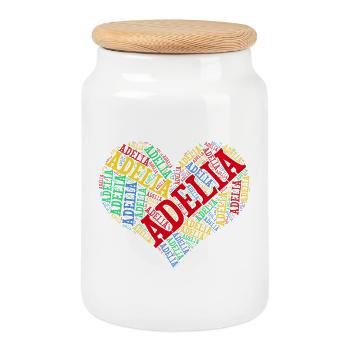 t-shirt Adelia word cloud coeur idée cadeau - Boîte à biscuits avec couvercle en bois - blanc - Devant