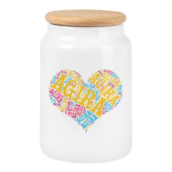 T-shirt Sicile T-shirt Agira mot nuage coeur - Boîte à biscuits avec couvercle en bois - blanc - Devant
