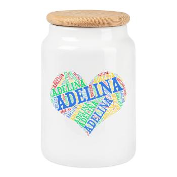 Adelina coeur coeur nuage t-shirt cadeau t-shirt - Boîte à biscuits avec couvercle en bois - blanc - Devant