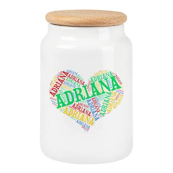 t-shirt Adriana t-shirt word cloud heart - Boîte à biscuits avec couvercle en bois - blanc - Devant
