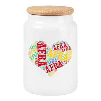 t-shirt Afra word cloud collage coeur t-shirt - Boîte à biscuits avec couvercle en bois - blanc - Devant