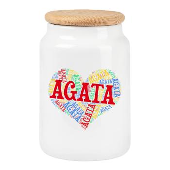 T-Shirt Agata Wortwolke Herz T-Shirt - Keksdose mit Holzdeckel - Weiß - Vorne