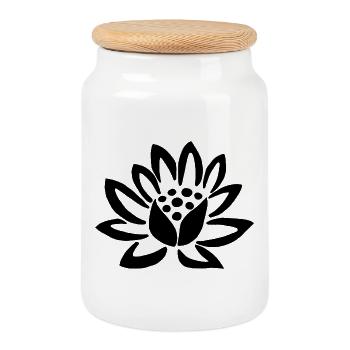 Lotus noir et la nature - Boîte à biscuits avec couvercle en bois - blanc - Devant