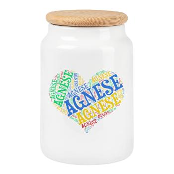 T-Shirt Agnese Wort Wolke Herz Geschenkidee - Keksdose mit Holzdeckel - Weiß - Vorne