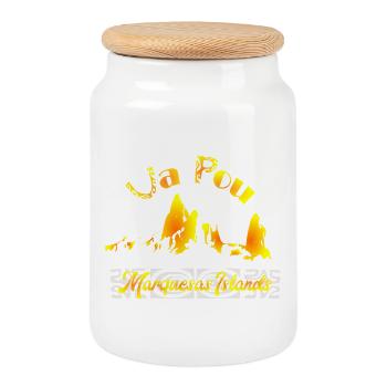 UA POU (Sunset) - Boîte à biscuits avec couvercle en bois - blanc - Devant