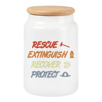 Sauvetage Extinction Récupération Protéger - Boîte à biscuits avec couvercle en bois - blanc - Devant