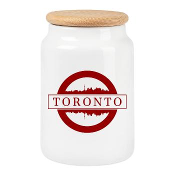 Toronto Stamp Skyline Red - Cookie Jar with Wooden Lid - white - Front