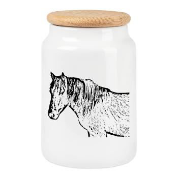 Chevaux T-shirt Cadeau Cavalier - Boîte à biscuits avec couvercle en bois - blanc - Devant