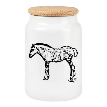 Chevaux T-shirt Cadeau Cavalier - Boîte à biscuits avec couvercle en bois - blanc - Devant