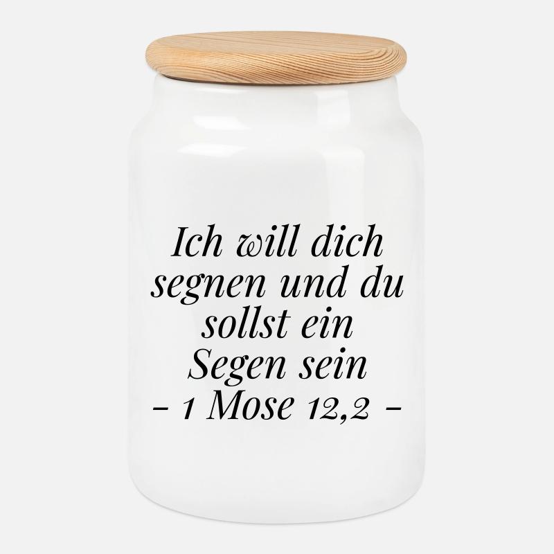 Segen sein: Christliches Geschenk 1 Mose 12,2 - Keksdose mit Holzdeckel - Weiß
