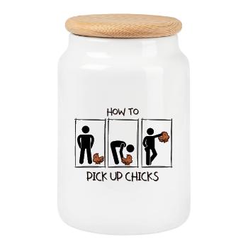 How to pick up girls - How to pick up chicks. - Cookie Jar with Wooden Lid - white - Front