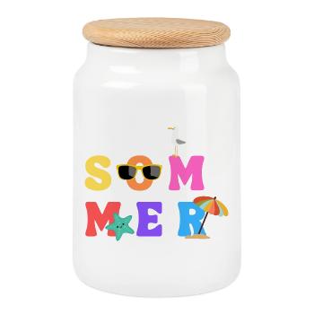 Sommer - Summer - Sommerliebe - Sonne - Sun - Cookie Jar with Wooden Lid - white - Front