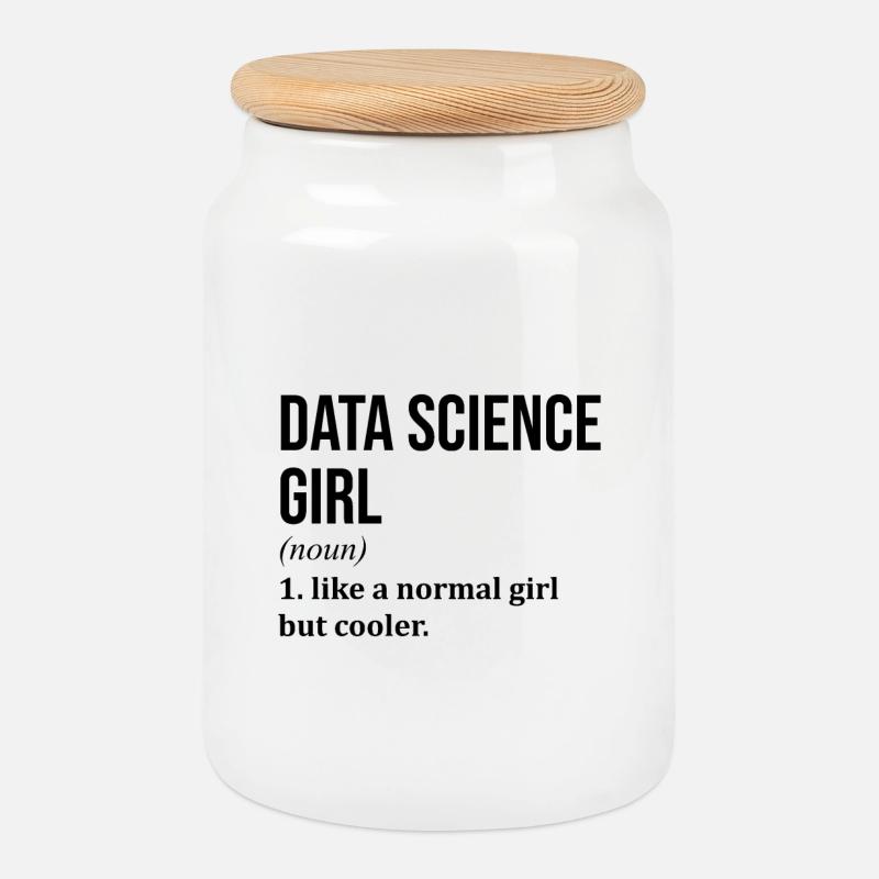 Data Science - Cookie Jar with Wooden Lid - white