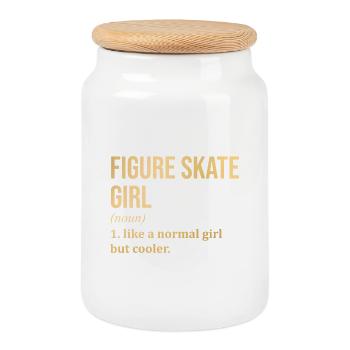 Figure Skating - Cookie Jar with Wooden Lid - white - Front