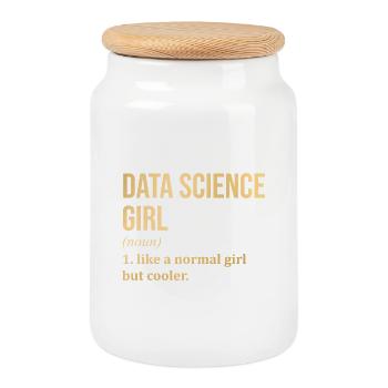 Science des données - Boîte à biscuits avec couvercle en bois - blanc - Devant