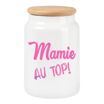 MAMIE - Boîte à biscuits avec couvercle en bois - blanc - Devant