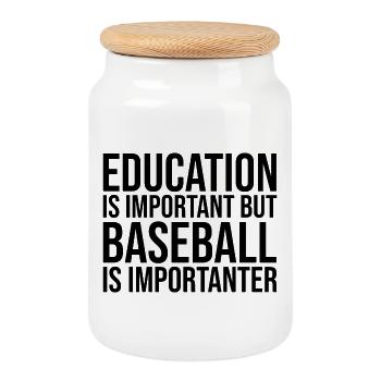 Base-ball - Boîte à biscuits avec couvercle en bois - blanc - Devant