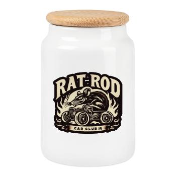 Ratsking Ratlook Shirt – Rustic Custom Style - Cookie Jar with Wooden Lid - white - Front